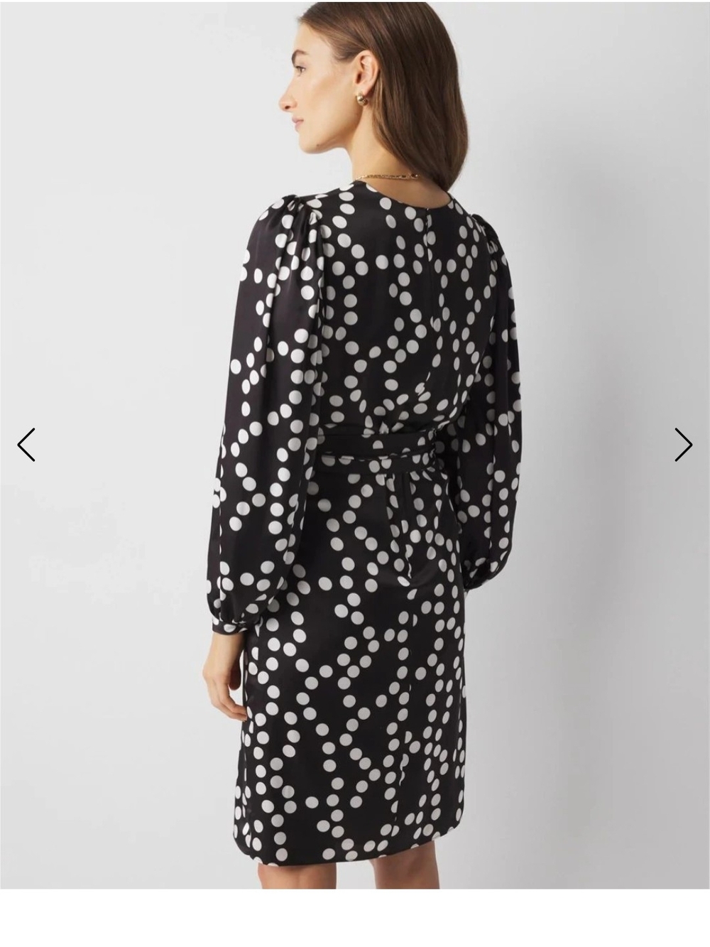 White House Black Market Black and White Polka Dot Wrap Midi Dress - Picture 3 of 10